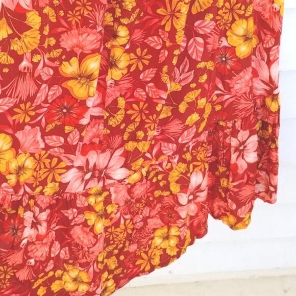Anthropologie Abel The Label Maple Summer Red Floral Bohemian Maxi Dress XS - Picture 9 of 11